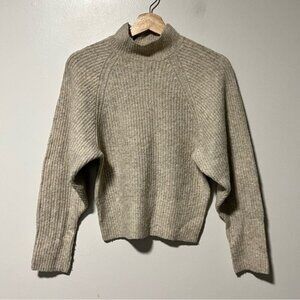 Ruby Moon Alpaca Blend Mock Neck Sweater – Size S, Beige, Cozy Ribbed Knit